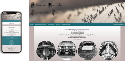 Projekt Verein Schweizer Freunde Mechanischer Musik mit Mobile- und Desktop-Ansicht